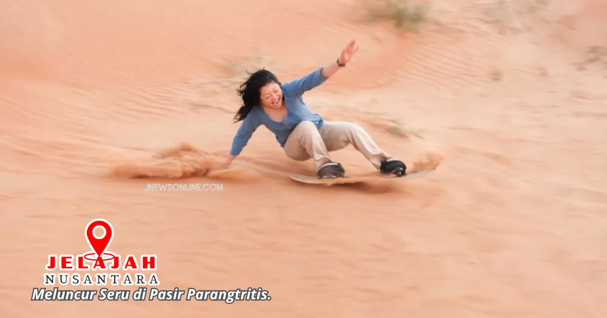 Panduan Asyik sandboarding parangtritis Wisatawan mencoba sandboarding Parangtritis Jogja